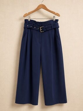 MICHAEL KORS Navy Wide Leg Culotte Dress Pants Cropped Trousers 4
